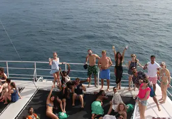 A picture of the toucan abroad family on a catamaran!