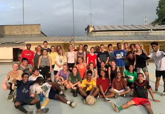Soccer and basketball with the locals