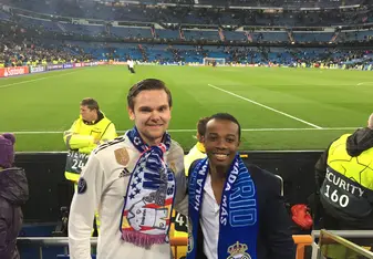 I was with my friend Will at a Real Madrid game.