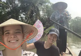 On a boat going down the Mekong delta 