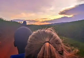 Sunset from the back of a boata boata