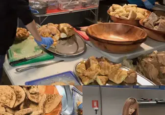 we cut breads and make breakfast together