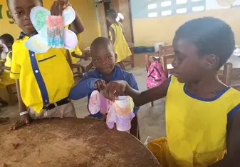 My kids from Tafo Methodist playing with their toilet paper butterflies 