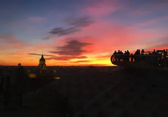 Sunset view from the top of Las Setas, a famous landmark in Seville, Spain