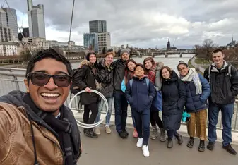 IWU students doing a group selfie