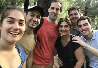 Me, Mateo, David and my family drinking mate in the park!