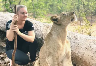 Walking with Lions in Vic Falls, Zimbabwe.