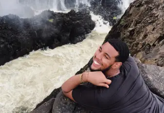 A very happy Mo at the Victoria Falls.