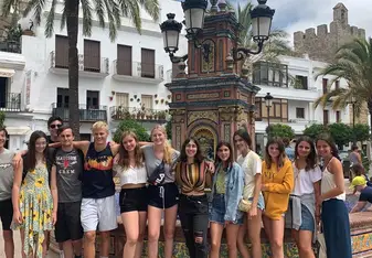 walking through a city during an expedition