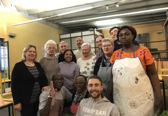 Serving lunch at Point 32 for refugees