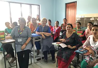 The English language class at the Seroptimist Center with Jenny and Fran. 