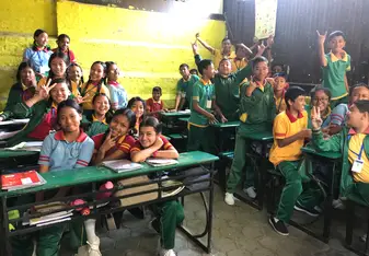 Jenny and Fran's lively class at St. Joseph's School. 