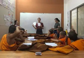In class with my adorable little Novices. They just finished the alphabet and were learning new words in a speed that astonished me. 