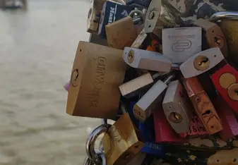Locks on the Pont des Arts bridge overlooking the Seine