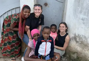 Playing with children and teens that live on the street of the volunteer house.