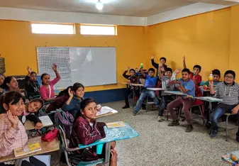 Students in class at Escuela Oficial Rural Mixta