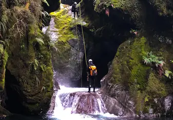 First time canyoning with some friends I made at uni - glacier water is cold!