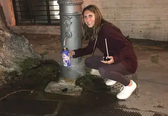 Nasone means "long nose" which is what the spout of this looks like! It is fresh water from the aqueducts! You coming can even use It like a water fountain.