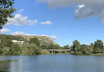 The loch in the center of the University of Stirling's campus. 