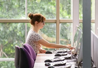 Student working at desk