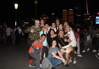 This is my cohort! Here we're near the Oriental Pearl Tower in China. 