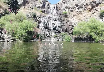 Pond at the end of a hike in the Golan