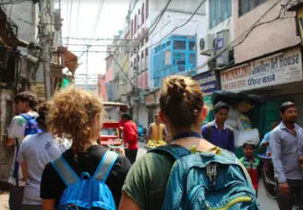 Exploring a busy city