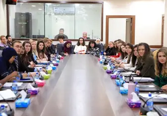 Students met head of the women and family committee at the Jordanian Parliament