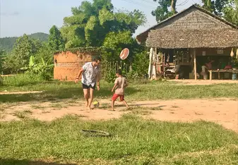 Playing football