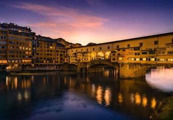 View of Arno and Ponte Vecchio, Sunset
