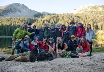 group photo in the mountains