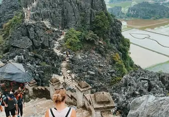 A view of a long winding road stretching along a mountaintop