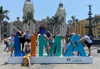 Lima sign in the historic city center