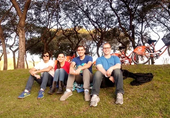 Study abroad students on a bike tour in Buenos Aires, Argentina