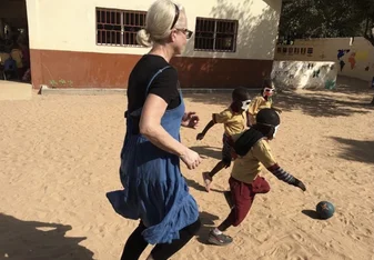 playing and running with the kids