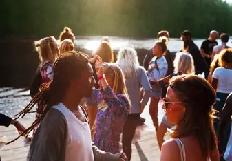 Camp Leaders socializing in Romania