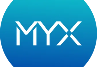MYX logo in vibrant hues of blue