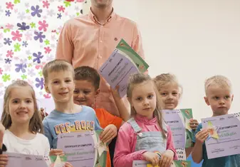 Our teacher Chris with his students. 