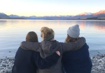 Gap Year participants sharing sunset view in NZ
