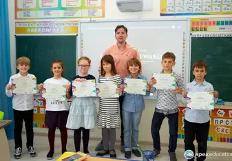 our teacher Chris with his students. 