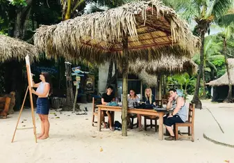 Study spanish at the beach