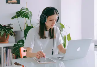 Student using laptop 