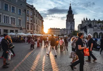 People in Krakow's town centre