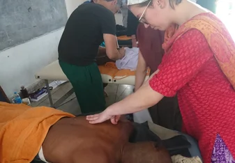 A Volunteer doing treatment by Myotherapy