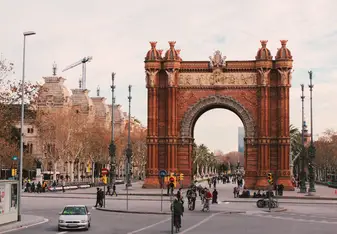 An archway on the street in Barcelona.