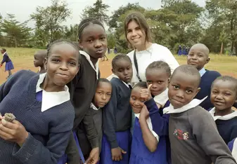 with students