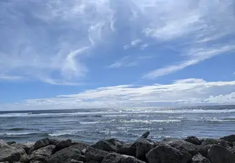 Blue ocean with blue sky