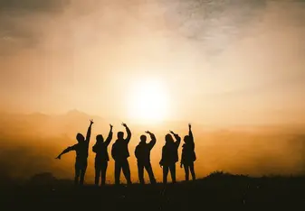 kids at sunset