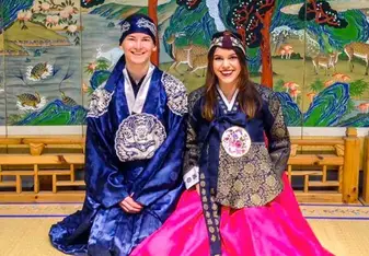 Teacher in traditional South Korean costume