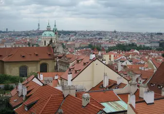 Looking out over the skyline and rooftops of Brno, Czechia
